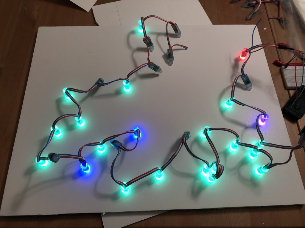 Lit LEDs back of board