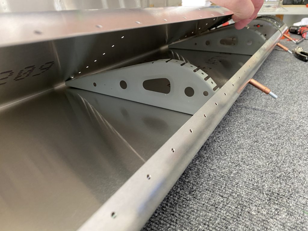 Lining up the ribs inside the aileron