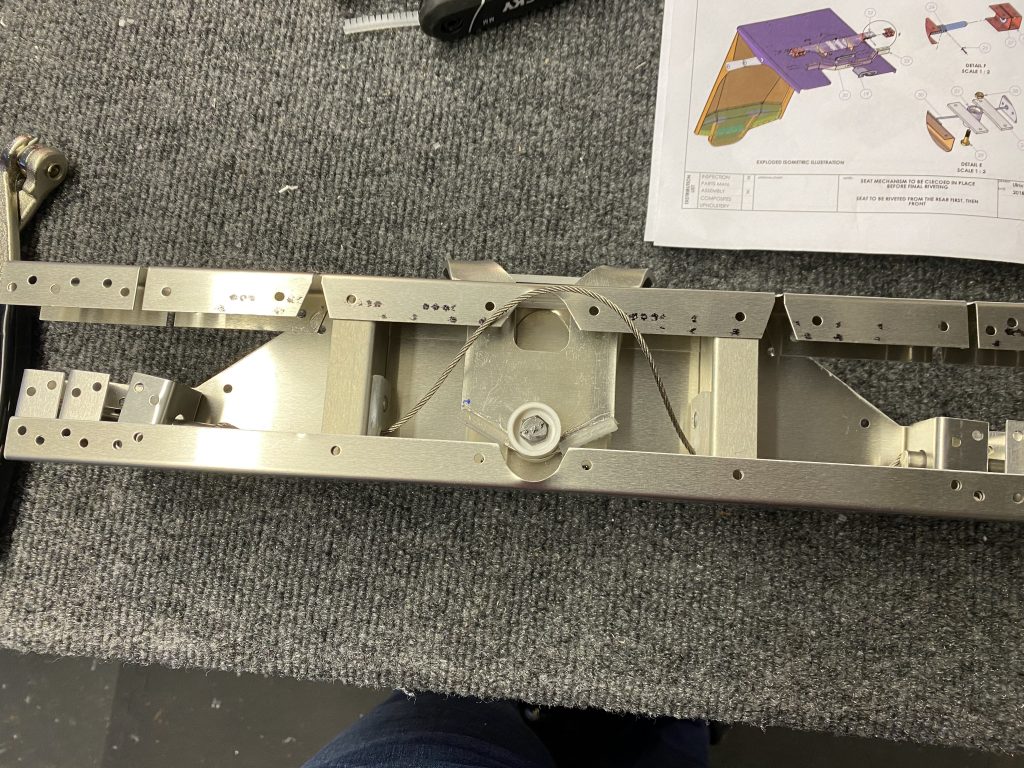 Second seat locking mechanism put together, but unfortunately the cable on this one is much too long.