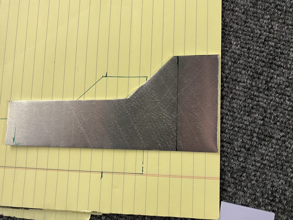 Bracket cut and 90 degree bend location marked